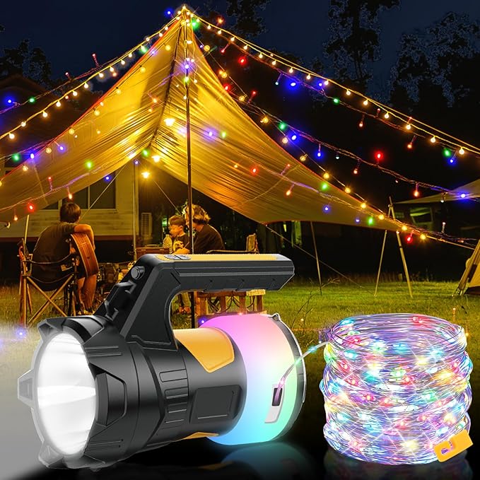 Camping Lantern Rechargeable, LED Flashlight Spotlight Lantern, Waterproof Lantern Flashlight for