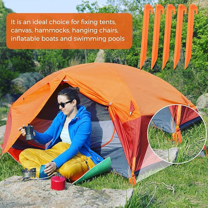 Yalikop 9 Inch Plastic Inflatable Tent Stakes Black Replacement Yard Inflatable Accessories for
