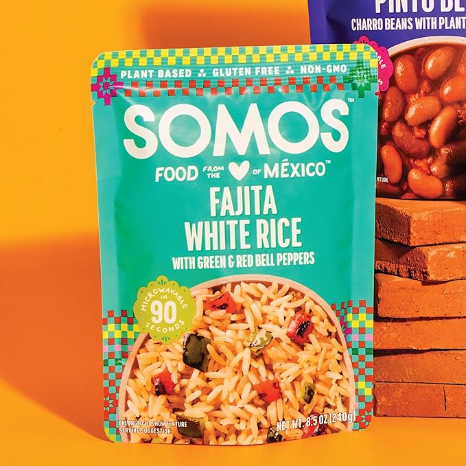 SOMOS Fajita White Rice - Gluten Free, Vegan, Non-GMO & Microwavable - Authentic Mexican Flavor