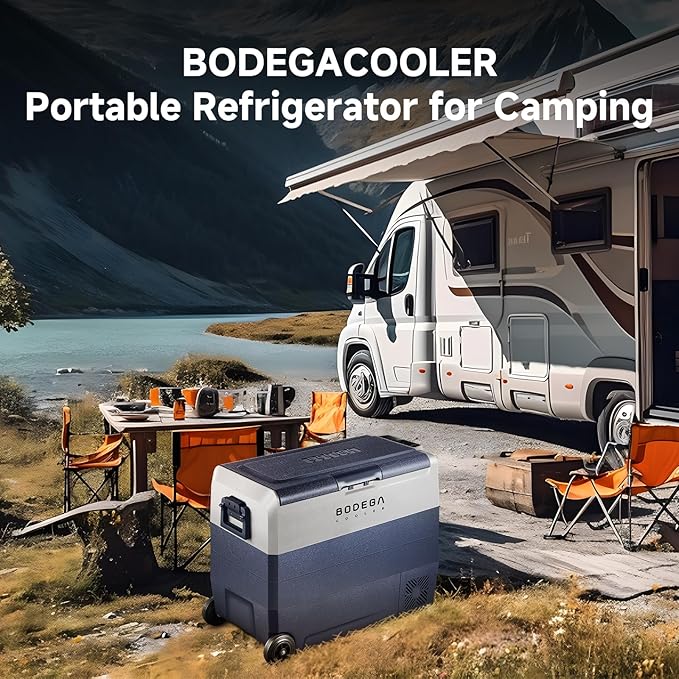 BODEGACOOLER 12 Volt Portable Refrigerator,64 Quart Car Fridge Dual Zone -4℉-68℉,60L Car Freezer