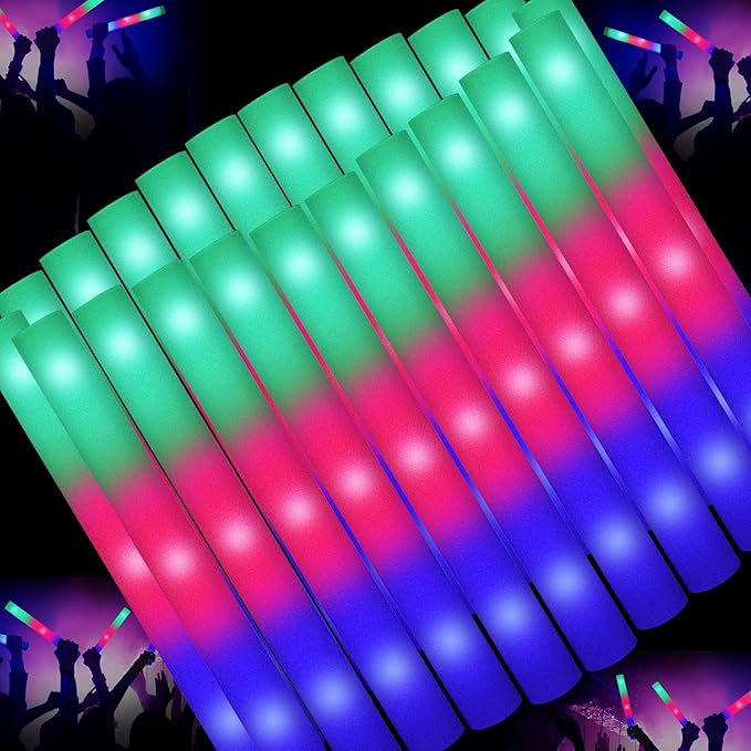 44 PCS Foam Glow Sticks Bulk with 3 Modes Colorful Flashing, Glow Sticks Pack, Foam Light Up