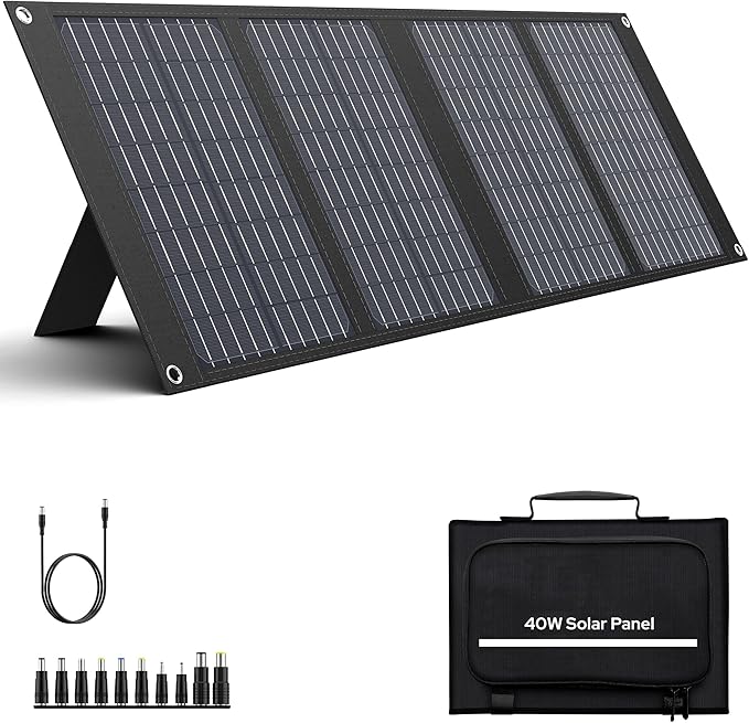 Apowking Portable Solar Panels 40W, Foldable Solar Panel Charger for 100-300W Portable Power