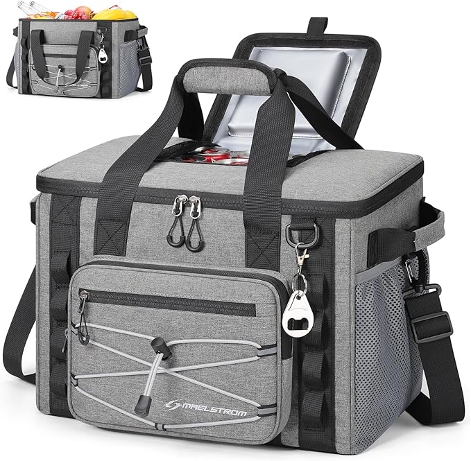 Maelstrom Soft Sided Cooler Bag, 30/40 Can Collapsible Insulated Ice Chest, Large Leakproof Camping