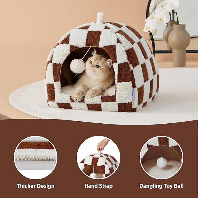 Lesure Cute Cat Beds for Indoor Cats - 2 in 1 Cat Cave Bed for Kittens and Small Pets, House with