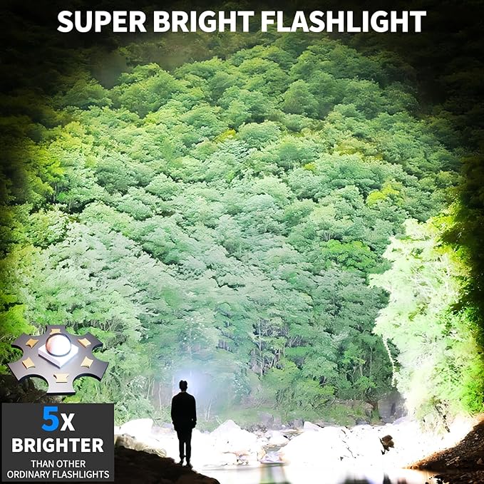 Rechargeable LED Flashlights High Lumens, 99,000 Lumen Super Bright Flashlight with 7 Modes &