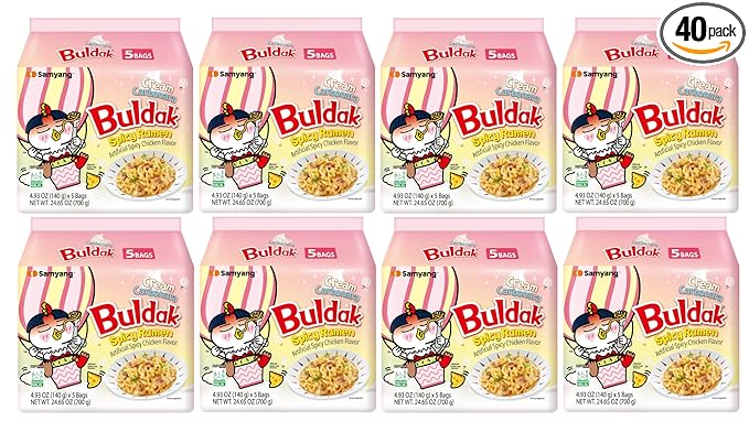 KF GOODIES Korean Ramen Variety Pack Gift Box (40 Count) – Spicy Buldak Noodle Assortment for