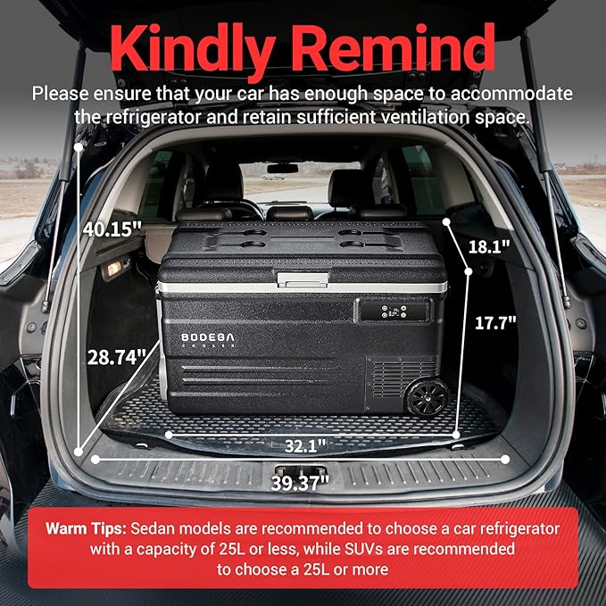 BODEGACOOLER 12 Volt Car Refrigerator,80 Quarts Portable Fridge,75L RV Freezer Single Zone,with APP