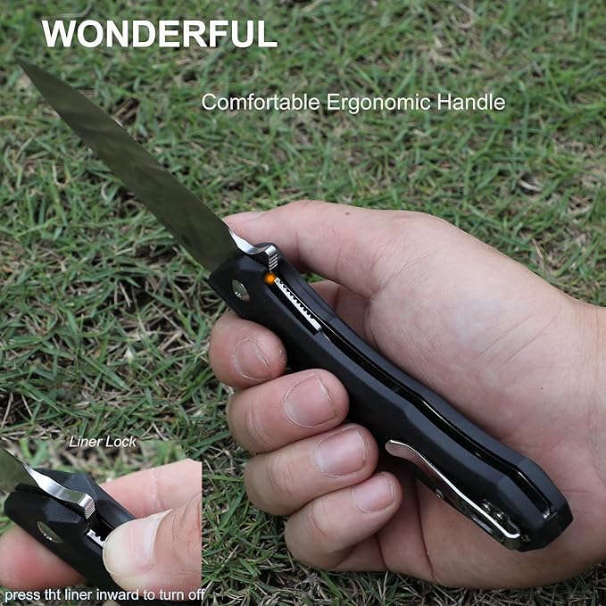 Ruike EDC Pocket Knife for Men,3.86 inch Big Blade,8Cr13 Stainless Steel,Liner Lock,Tactical