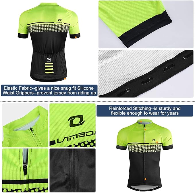 LAMEDA Men's Cycling Jersey Breathable Lightweight Bike Jersey Short Sleeve Quick Dry Moisture