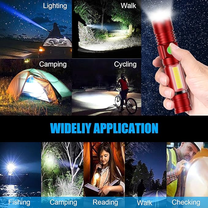 Hoxida Flashlight USB Rechargeable, Magnetic LED Flashlight, Super Bright LED Tactical Flashlight