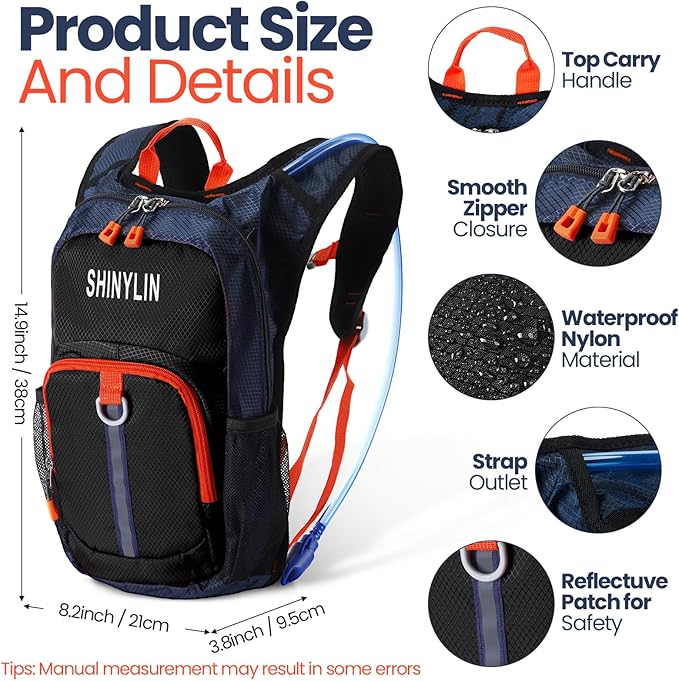 2 Pcs Kids Hydration Backpack with 1.5l Water Bladder Lightweight Kids Hiking Backpack Water