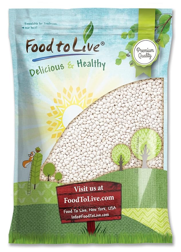 Food to Live Navy Beans, 10 Pounds Raw, Dried, Vegan, Kosher, Whole Small White Kidney Beans in