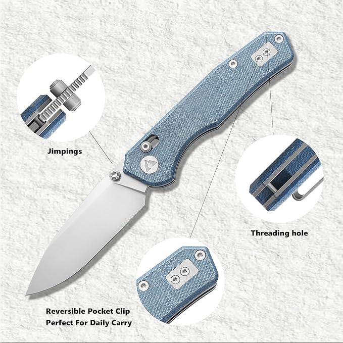 CMB Explorer Micarta Handle 14C28N Steel Blade Crossbar Lock Knife Pocket Folding Tactical Survival