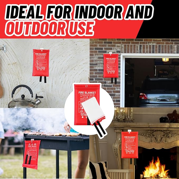 15 Pack Bulk Emergency Fire Blankets for Home and Kitchen with Fireproof Gloves & Hooks Safety