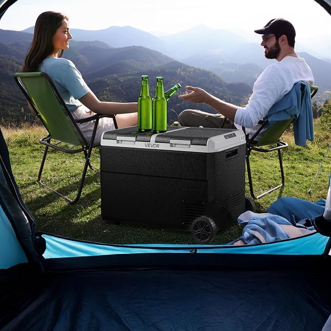 VEVOR 12 Volt Car Refrigerator, 100.4QT/95L Car Fridge, Dual Zone Portable Electric Cooler with