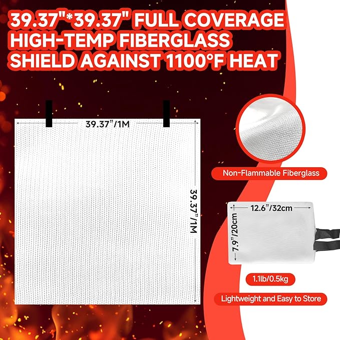 20 Packs Fire Blanket ??39.37x39.37 Inches, 1100??Heat Resistant, Emergency Fire Suppression