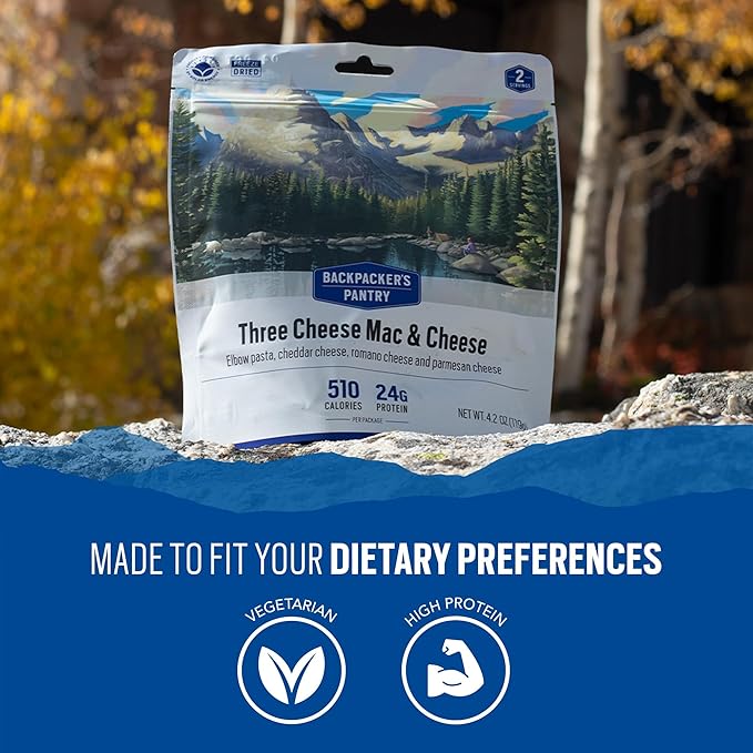 Backpacker's Pantry Three Cheese Mac & Cheese - Freeze Dried Backpacking & Camping Food - Emergency