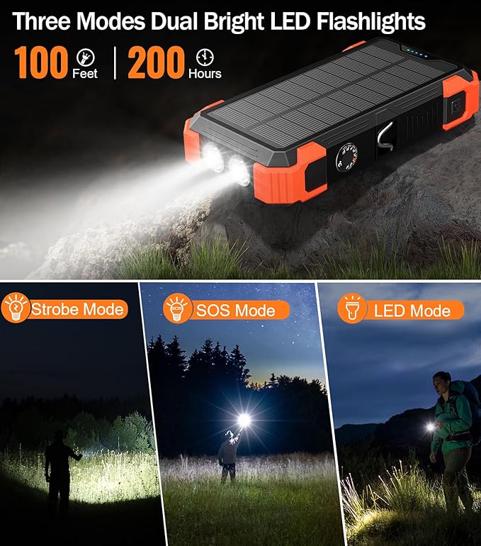 GOODaaa Portable Charger 42800mAh Built in 4 Cables and Thermometer 15W Fast Charging Power Bank