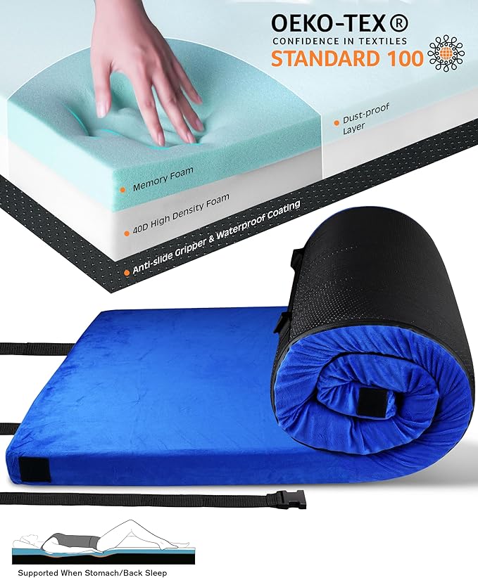 3 Inch GAIALOOP Thick Memory Foam Camping Mattress Sleeping Pad [Car/Tent/Cot] Glamping Portable