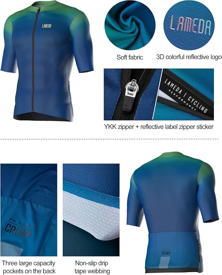 LAMEDA Men's Cycling Jersey Breathable Lightweight Bike Jersey Short Sleeve Quick Dry Moisture