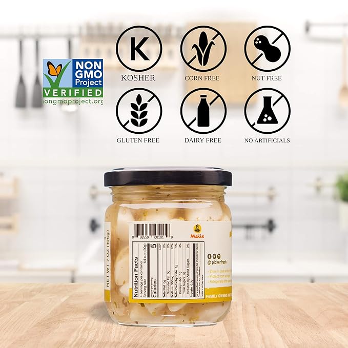 Pickerfresh Pickled Garlic | Gourmet Garlic Cloves | Simple Ingredients | Non-GMO, Gluten Free & No