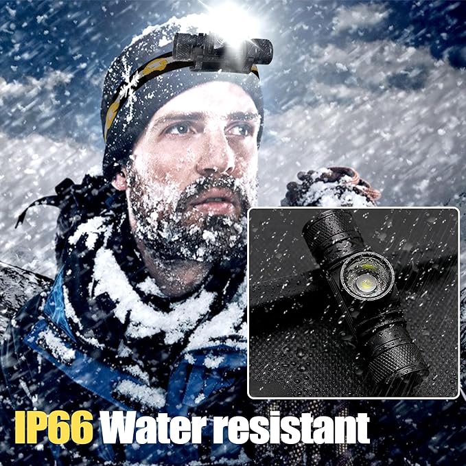Headlamp Rechargeable, 1200 Lumen Zoomable LED Head Lamp for Adults, IP66 Waterproof Rechargeable
