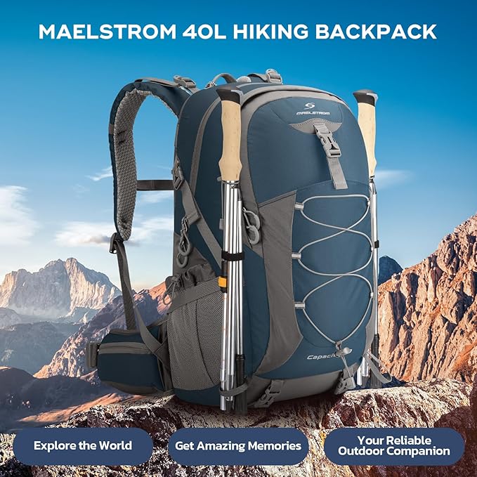 Maelstrom Hiking Backpack,Camping Backpack,40L Waterproof Hiking Daypack with Rain