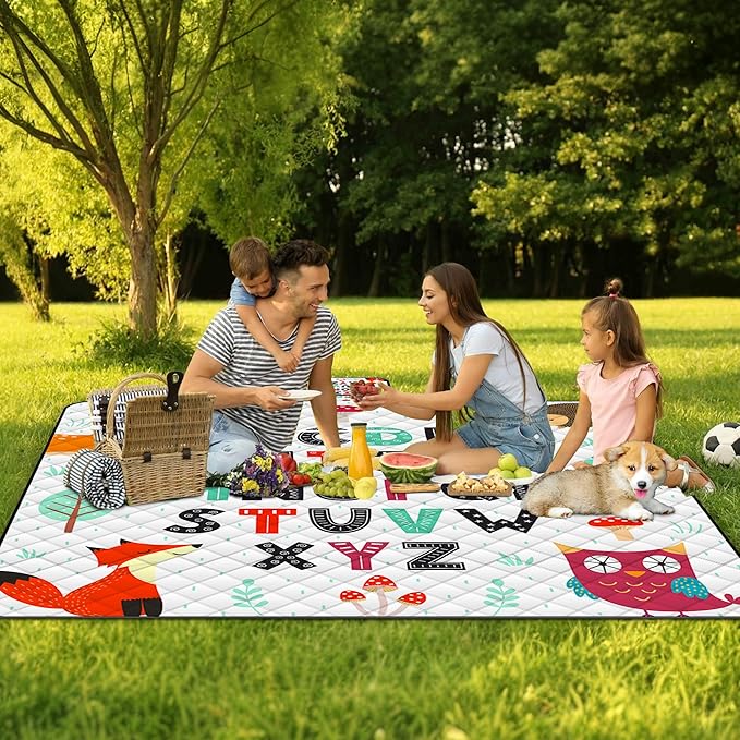 Poedist Extra Large Picnic Blanket Waterproof,80"x 80"Foldable Machine Washable Beach