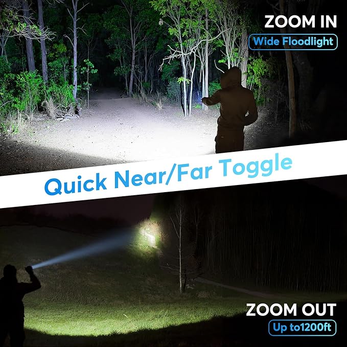 JIJ Flashlight 3 Pack, Rechargeable Flashlights High Lumens, 7 Modes LED Flashlight with IP67