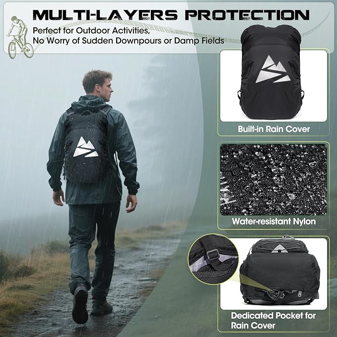 Hydration Backpack with Water Bladder, 18L Lightweight Hiking Backpack for Women&Men Small
