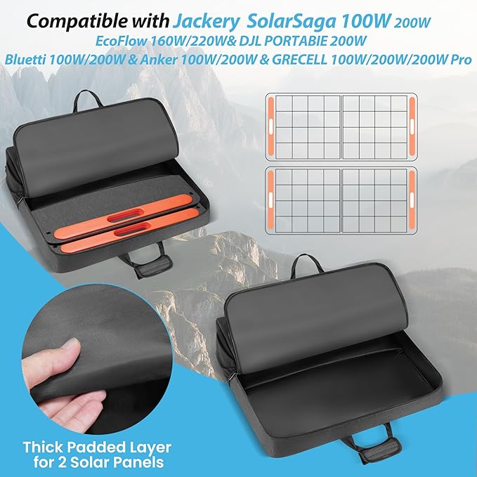 Solar Panel Storage Bag Compatible with Jackery SolarSaga 100W 200W/Anker 100W 200W/Ecoflow 160W