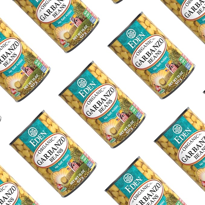 Eden Organic Garbanzo Beans, Chickpeas, 15 oz Can (12-Pack Case), No Salt Added, Non-GMO, Gluten