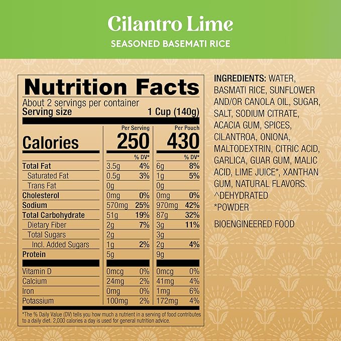 Royal Cilantro Lime Basmati Rice - Ready to Heat Basmati Rice - (4 Pack) 8.5 oz Microwaveable Pouch
