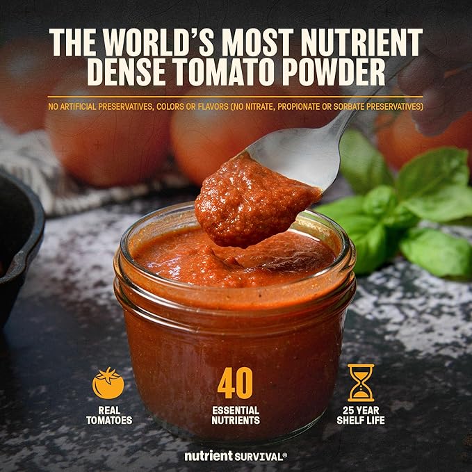 Nutrient Survival Tomato Powder, Powdered Vitamin Tomato (30 Servings) Emergency Food Supply &