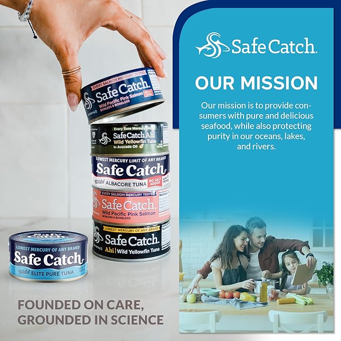Safe Catch Canned Lowest Mercury Limit Albacore Tuna Fish No Salt Added, Wild Caught, Gluten-Free