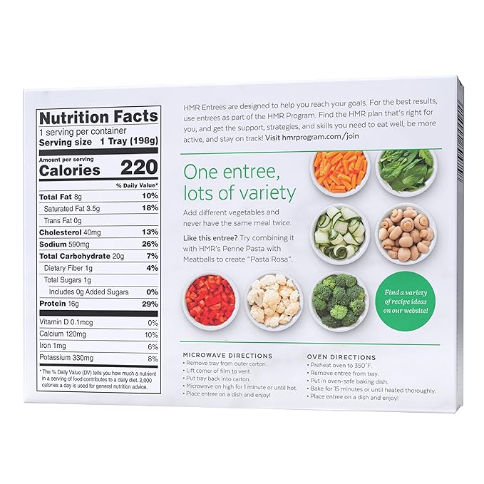 HMR Rotini Chicken Alfredo Entrée | Pre-packaged Lunch or Dinner to Support Healthy Eating | Ready