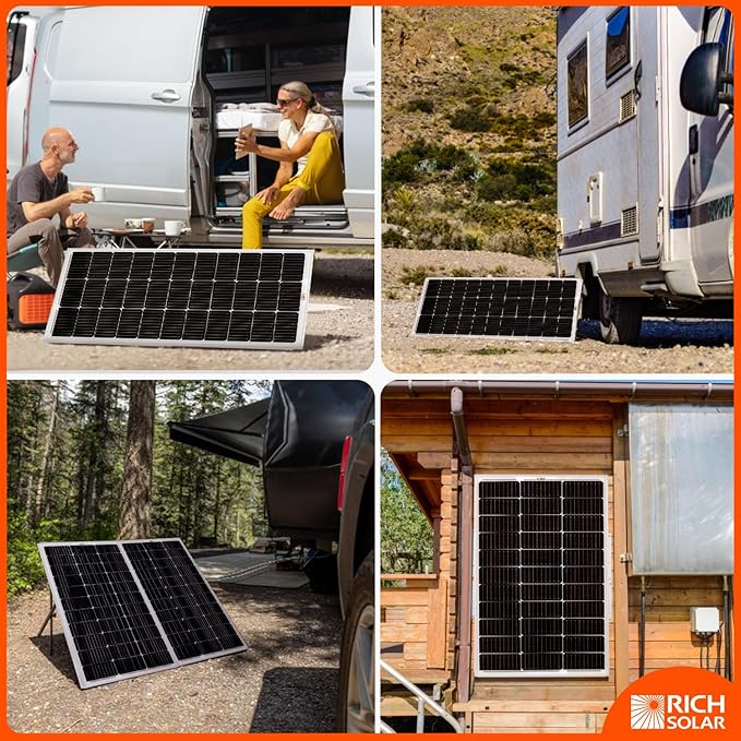 RICH SOLAR 100 Watt 12 Volt 9BB Cell Monocrystalline Solar Panel High Efficiency Solar Module