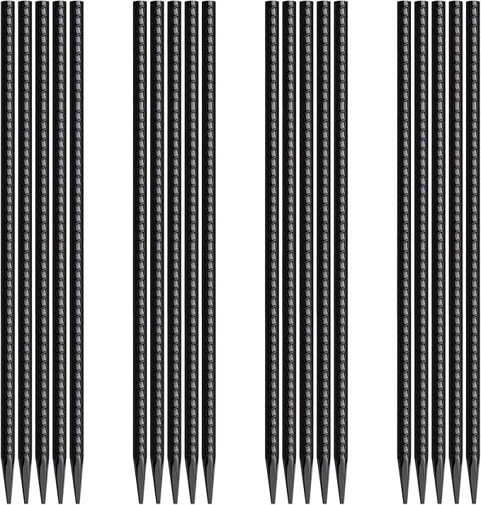 Rebar Stakes 16 Inch 20 Pack Heavy Duty Ground Anchors with Chisel Point End Long Straight Steel