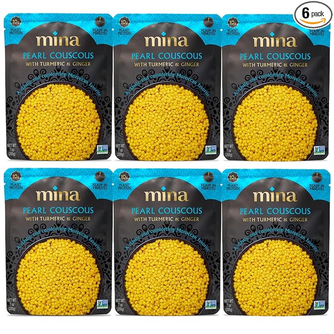 Mina Pearl Couscous, With Turmeric & Ginger, Ready to Eat, Couscous Pearls, Microwavable Meals &