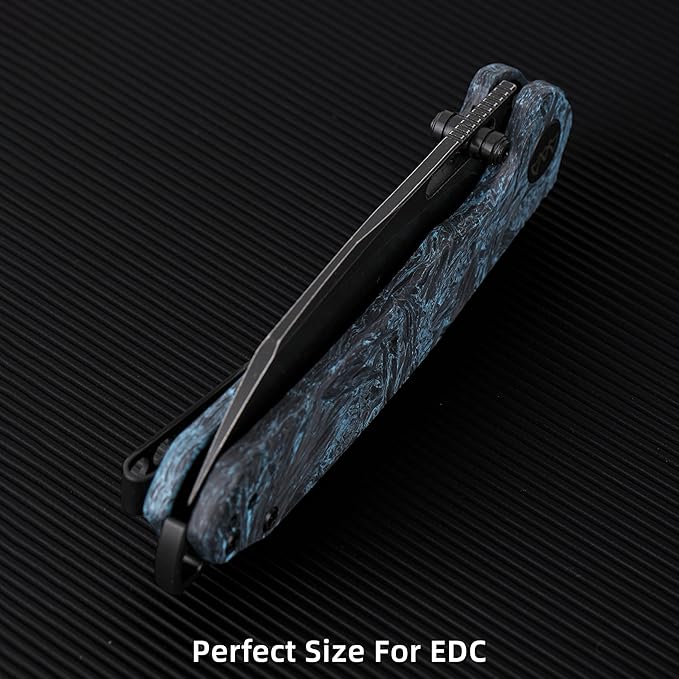 Folding Pocket Knife, 3.1" Stonewash Blade EDC Knife with Safety Liner Lock, Small Pocket Knife