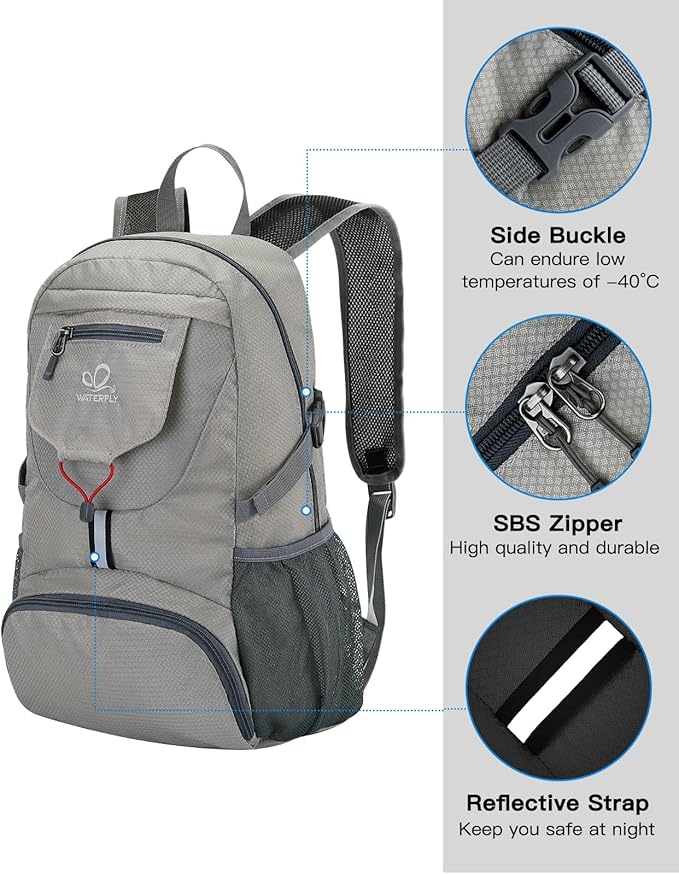 WATERFLY Small Lightweight Packable Backpack: 20l Ultra Light Foldable Travel Hiking Camping