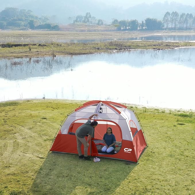 CAMPROS CP Tent 8 Person Camping Tents, Waterproof Windproof Family Tent with Top Rainfly, Large