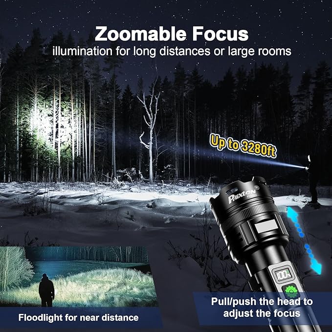 Rechargeable Flashlights 2000 High Lumens Single One Mode Super Bright, High Powered LED Flashlight