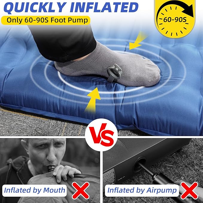 32.68" Extra Wide Sleeping Pad for Camping, Camping Mattress with Pillow, Inflatable Sleeping Pads