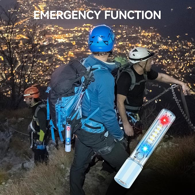 VAVOFO Blue LED Tactical Flashlight - USB-C Rechargeable, High Lumen, Fire-Resistant EDC Flashlight