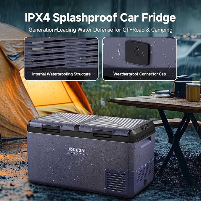 BODEGACOOLER 12 Volt Car Refrigerator, 79QT(75L) IPX4 Waterproof Electric Cooler, RV Car Fridge