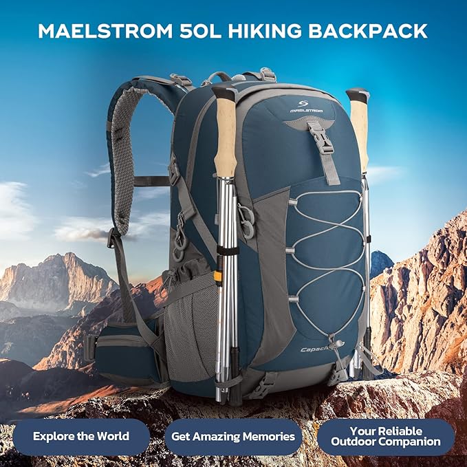 Maelstrom Hiking Backpack,Camping Backpack,50L Waterproof Hiking Daypack with Rain