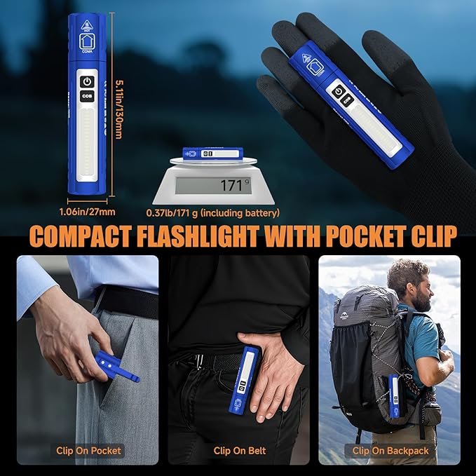 Rechargeable Tactical Flashlights High Lumens - Super Bright Small Powerful LED Magnetic USB C