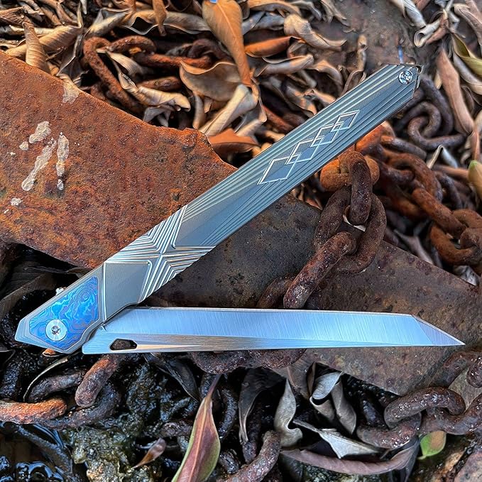 Folding Pocket Knife M390 steel folding knife with Front Flipper Opener,TC4 titanium handle with