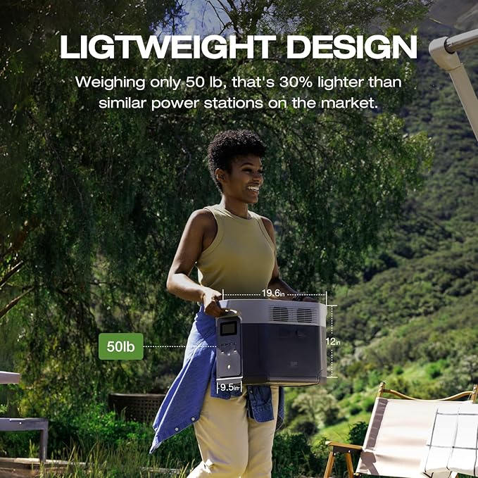 EF ECOFLOW Portable Power Station DELTA 2 Max, 2400W LFP Solar Generator, Full Charge in 1 Hr